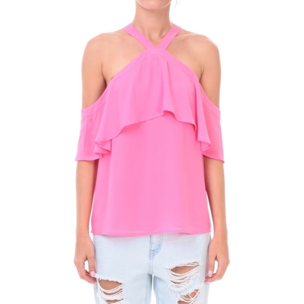 Naked zebra offer the shoulder pink top